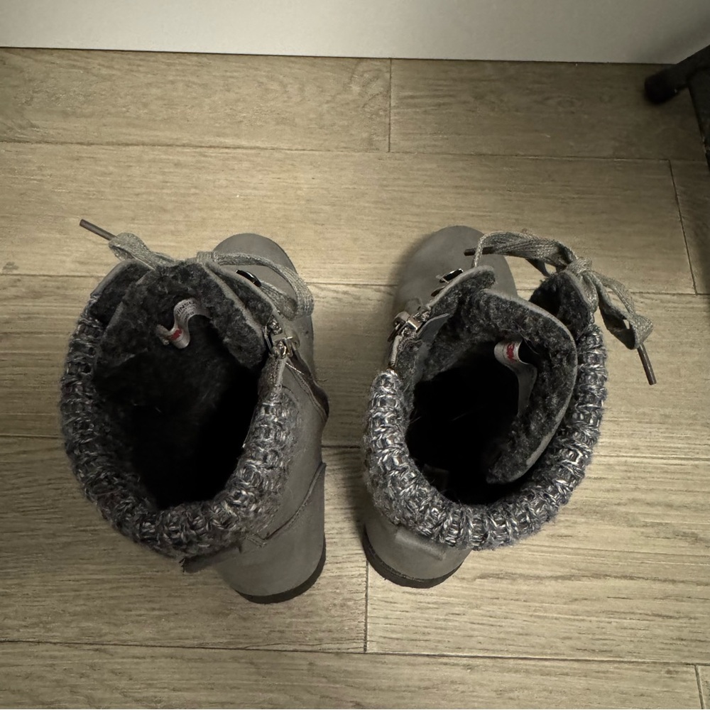 Winter Insulated Faux Suede Lace Up Ankle Boots with 3M Thinsulate & Knit Collar - Picture 4 of 7